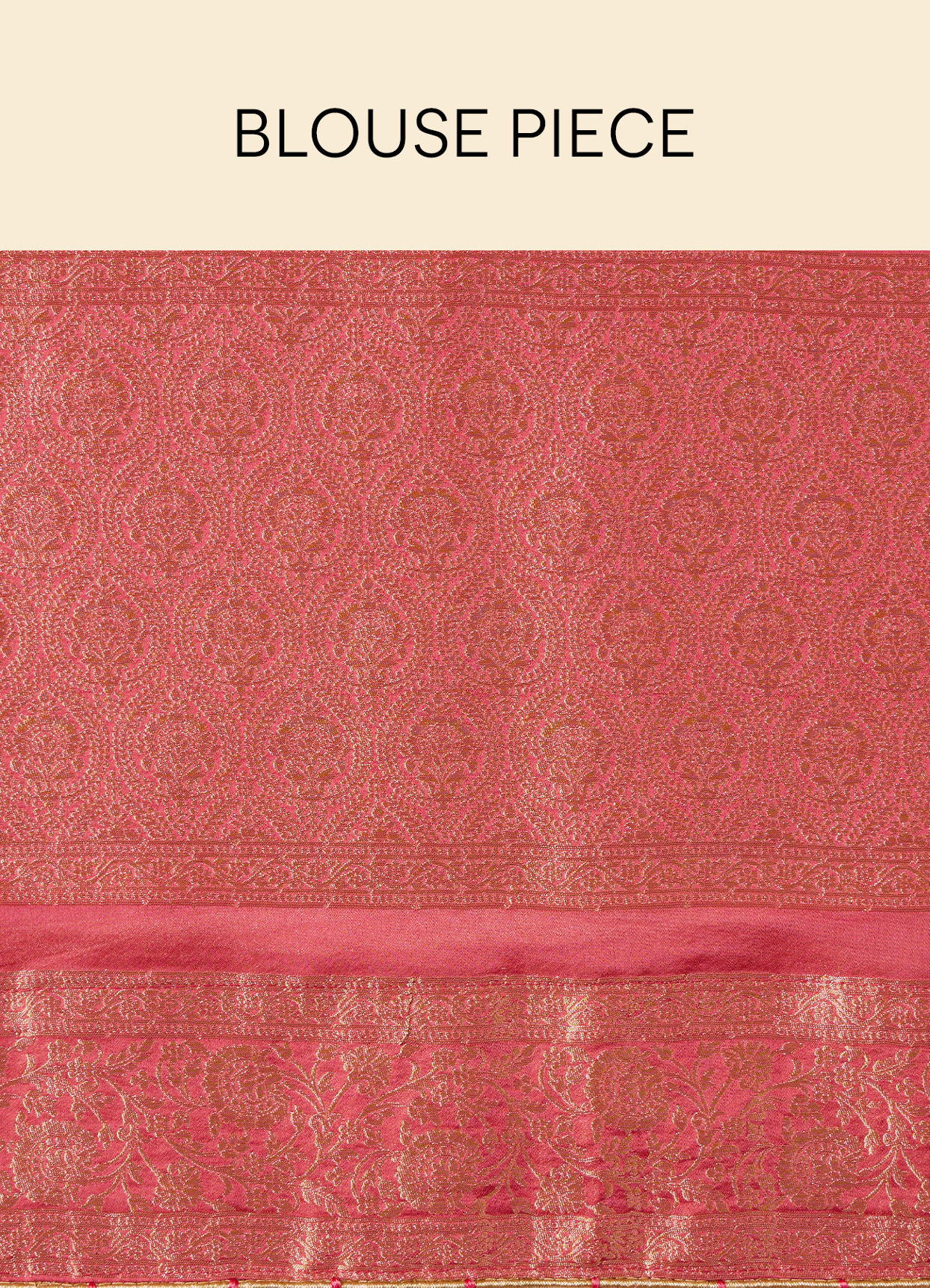 Flamingo Pink Saree with Floral Medallion Patterns image number 4